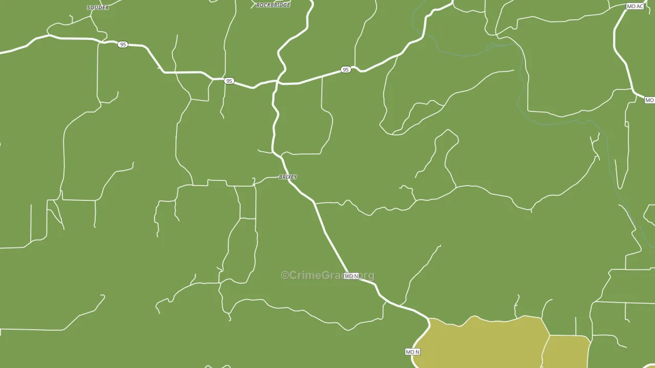 Brixey, MO Map of Vehicle Theft Rates