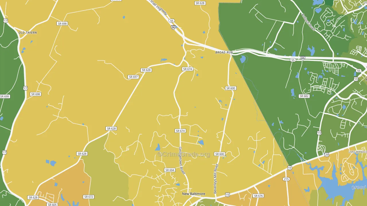 Broad Run, VA Map of Vehicle Theft Rates