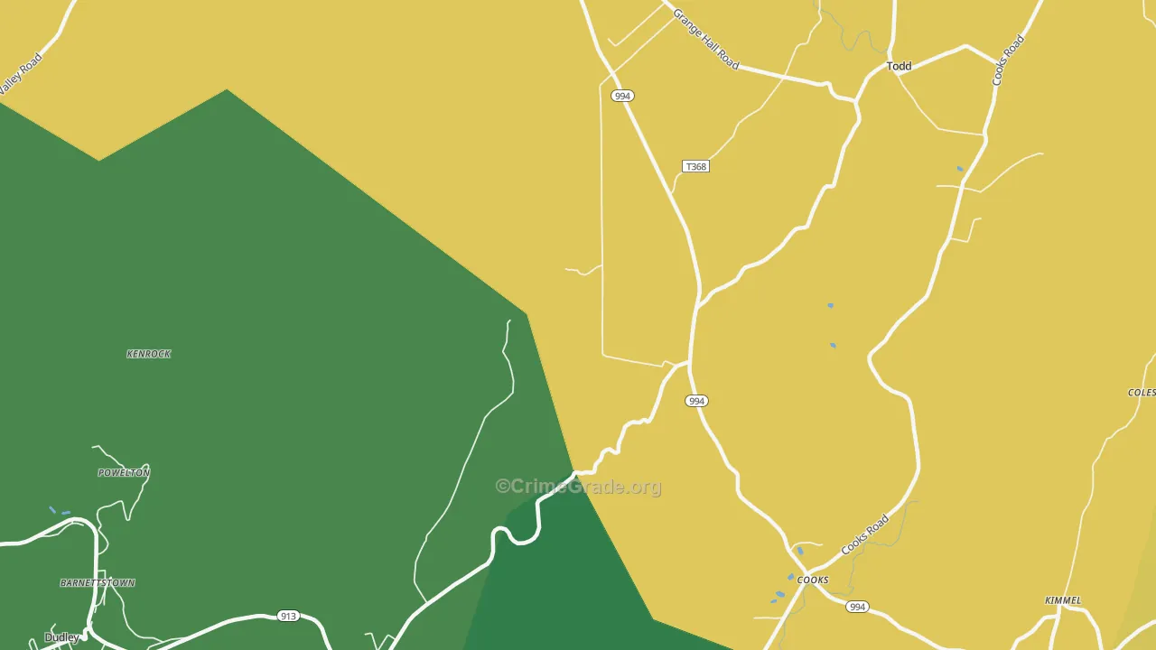 Broad Top, PA Map of Vehicle Theft Rates