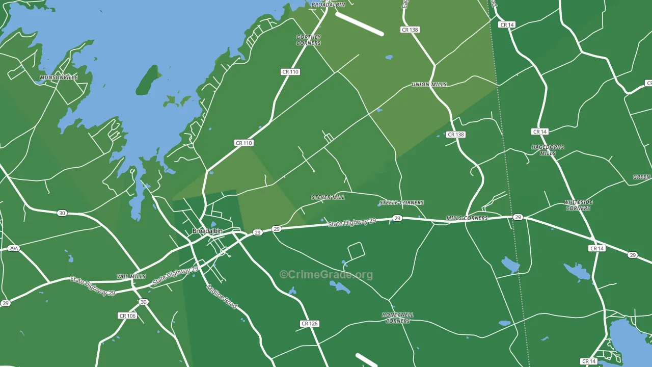 Broadalbin, NY Map of Vehicle Theft Rates