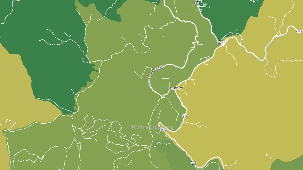 Broadbent, OR Map of Vehicle Theft Rates
