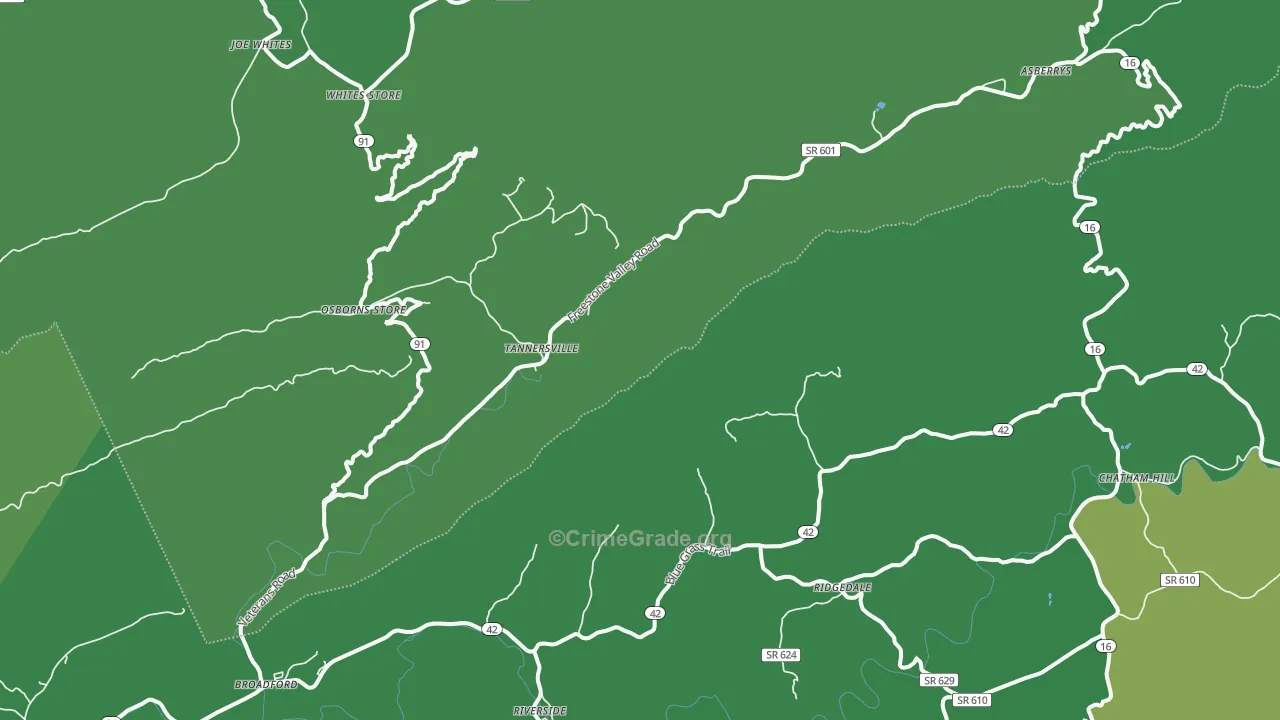 Broadford, VA Map of Vehicle Theft Rates