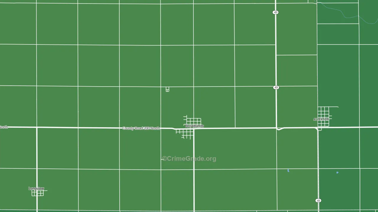 Broadlands, IL Map of Vehicle Theft Rates