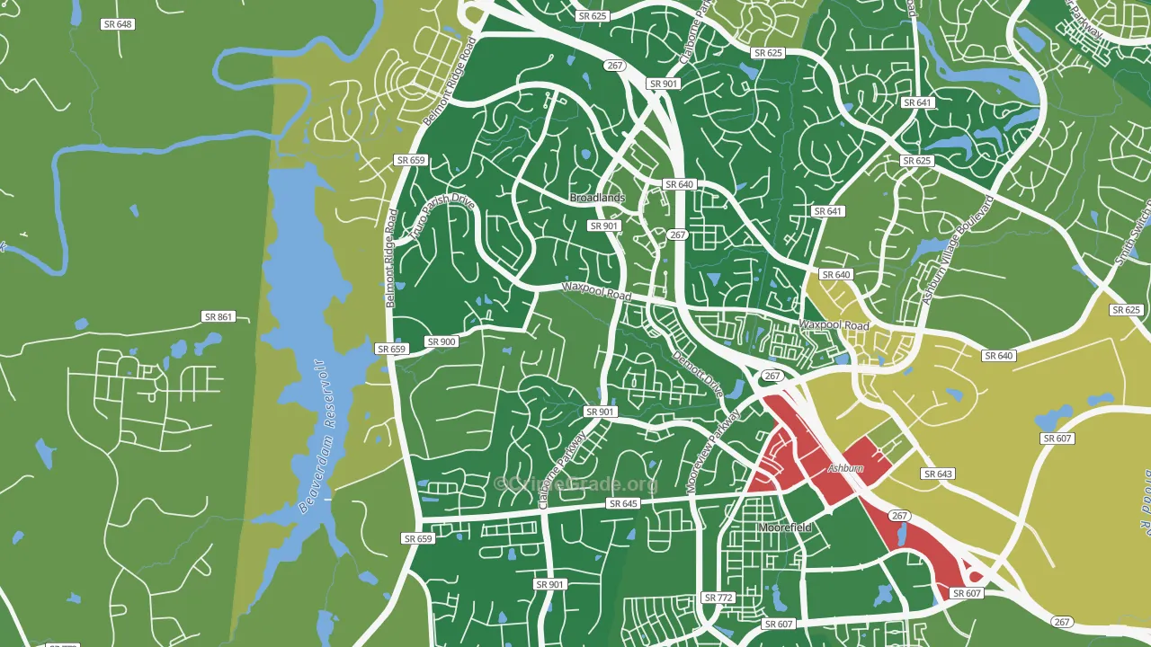 Broadlands, VA Map of Vehicle Theft Rates