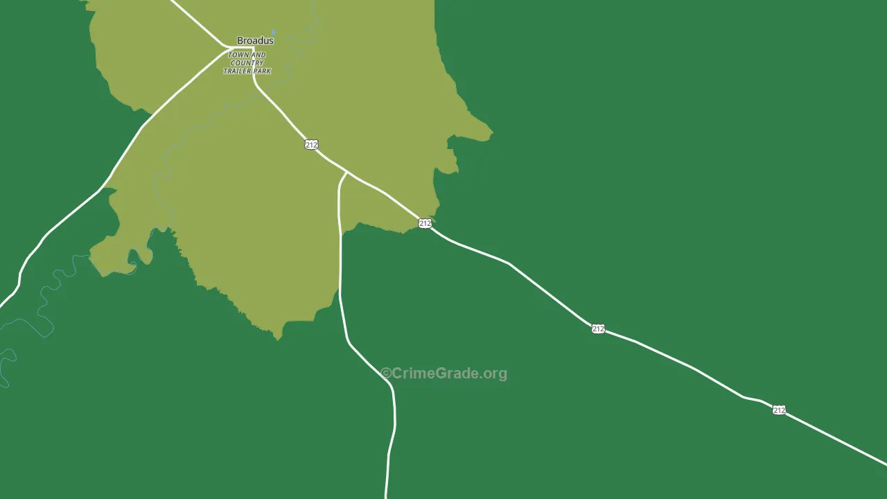 Broadus, MT Map of Vehicle Theft Rates
