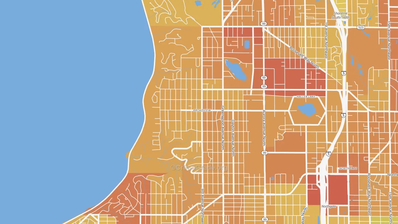 Broadview, Seattle, WA Map of Vehicle Theft Rates