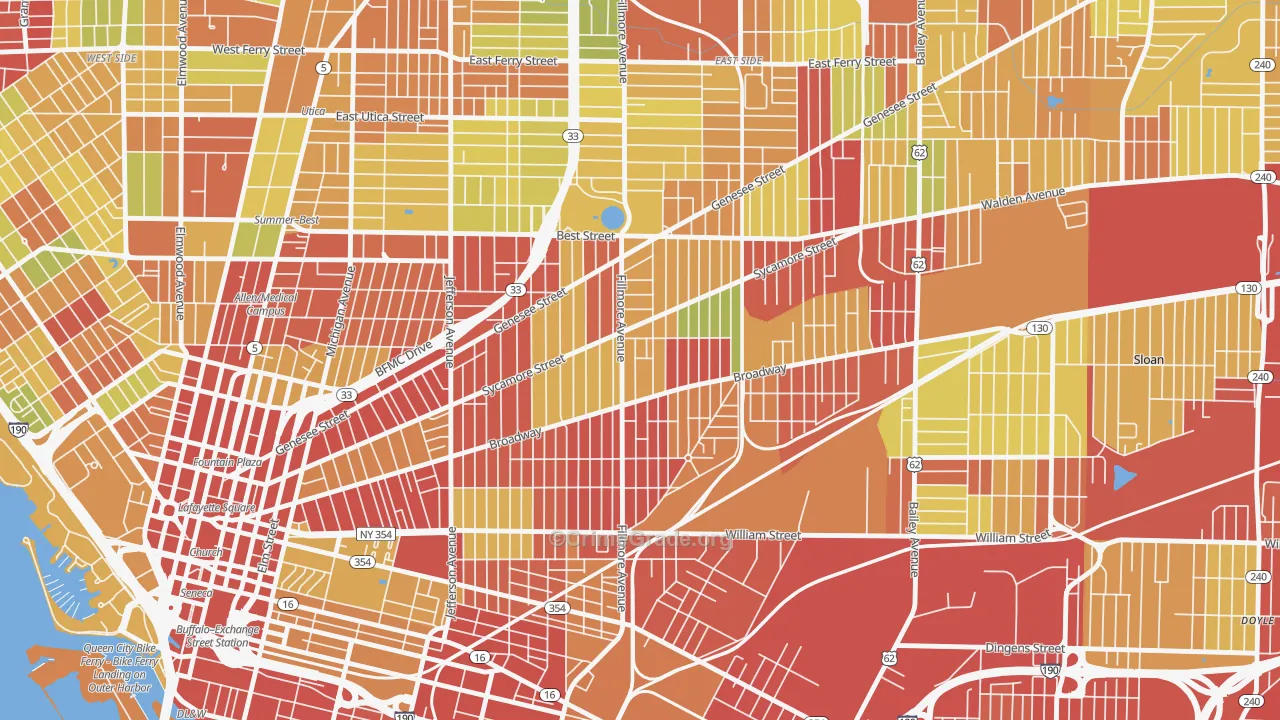 Broadway-Fillmore, Buffalo, NY Map of Vehicle Theft Rates