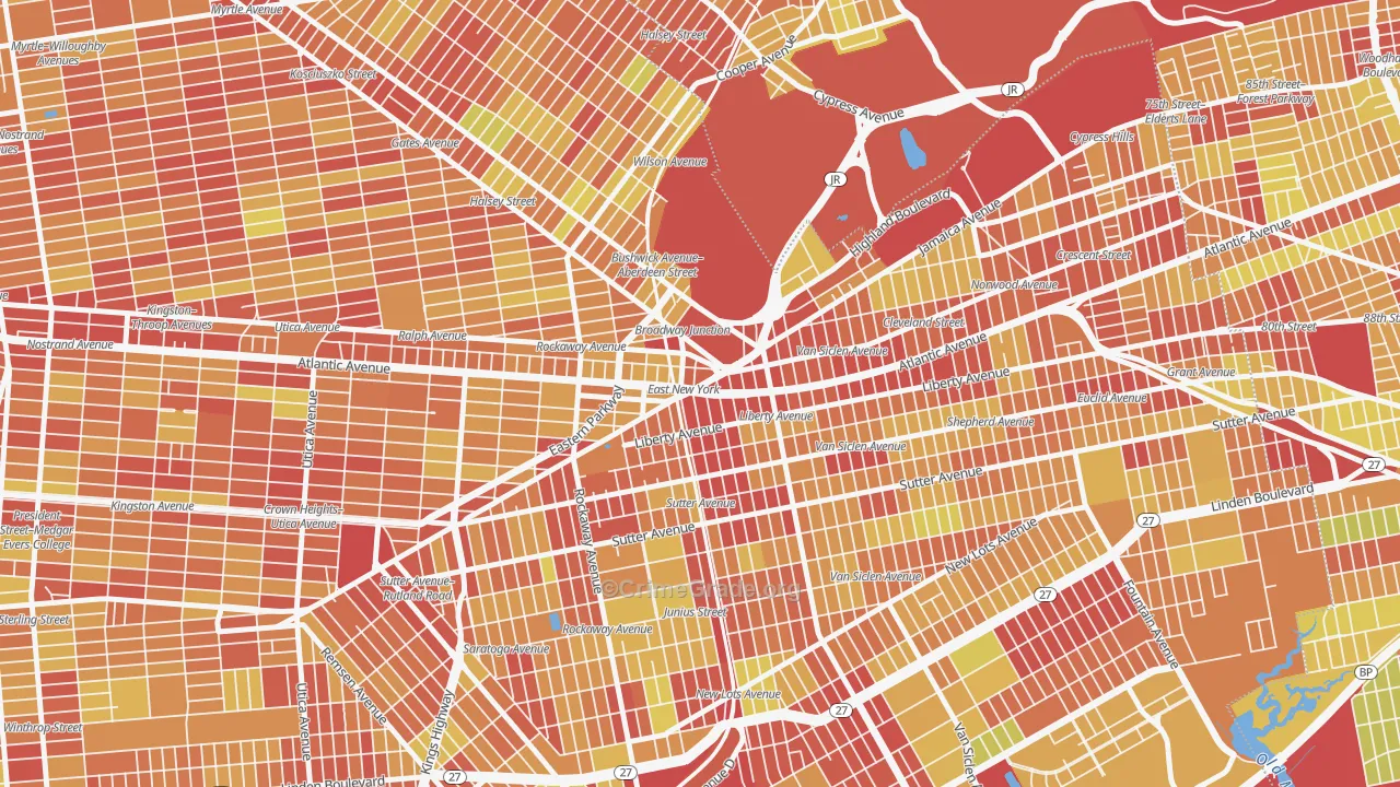 Broadway Junction, Brooklyn, NY Map of Vehicle Theft Rates