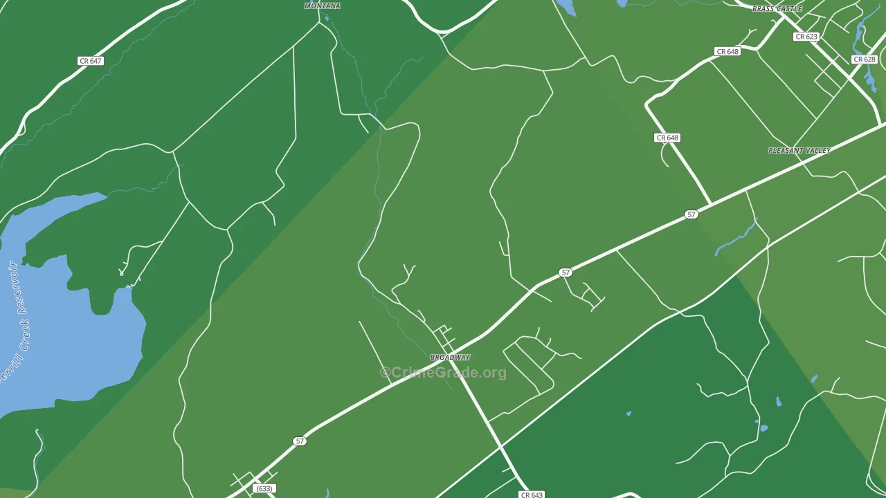 Broadway, NJ Map of Vehicle Theft Rates