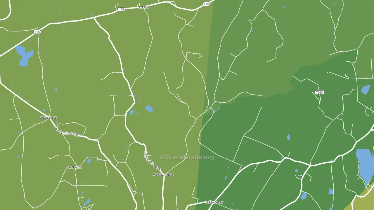 Broadway, PA Map of Vehicle Theft Rates