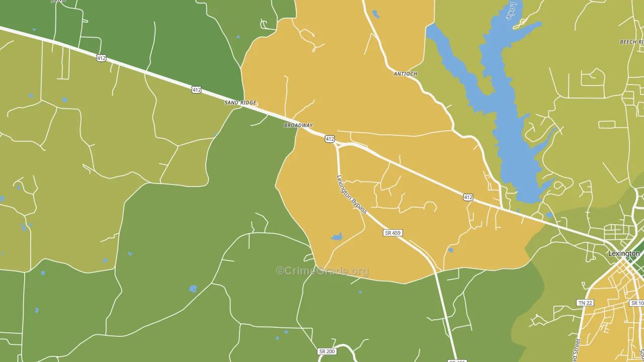 Broadway, TN Map of Vehicle Theft Rates