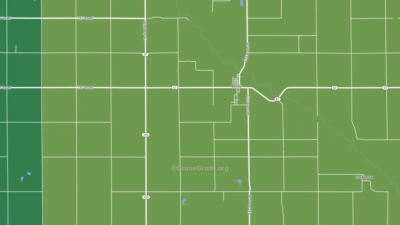 Brock, NE Map of Vehicle Theft Rates