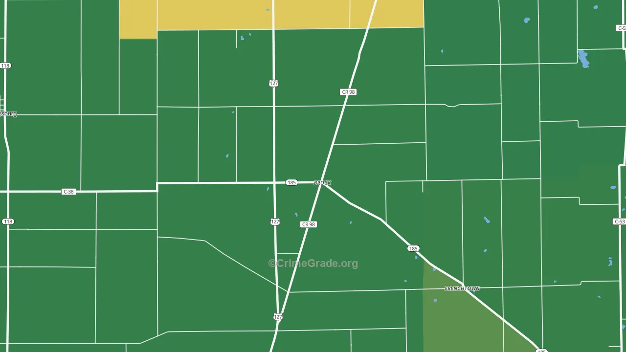 Brock, OH Map of Vehicle Theft Rates