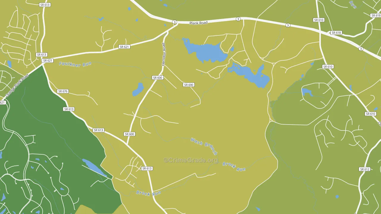 Brockroad, VA Map of Vehicle Theft Rates