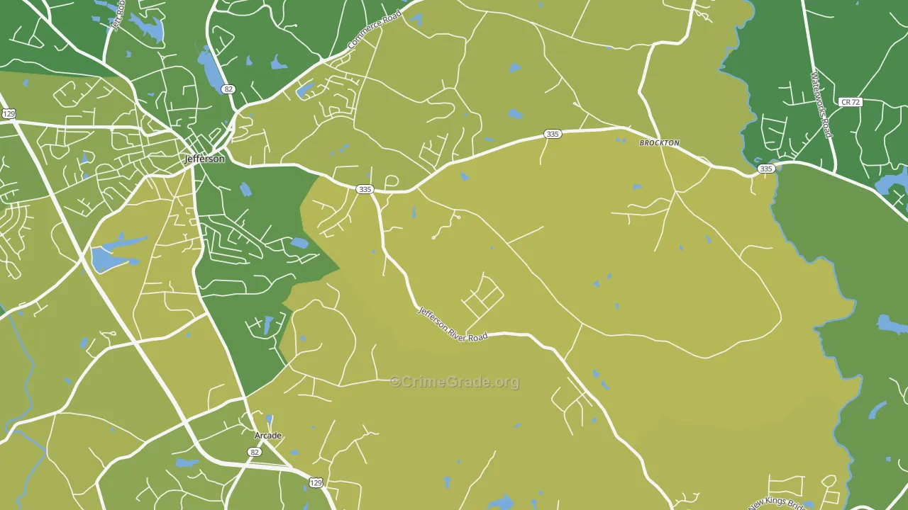 Brockton, GA Map of Vehicle Theft Rates