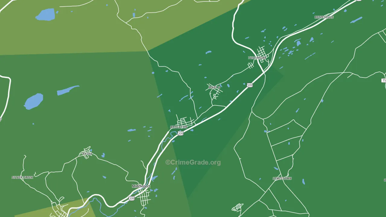 Brockton, PA Map of Vehicle Theft Rates