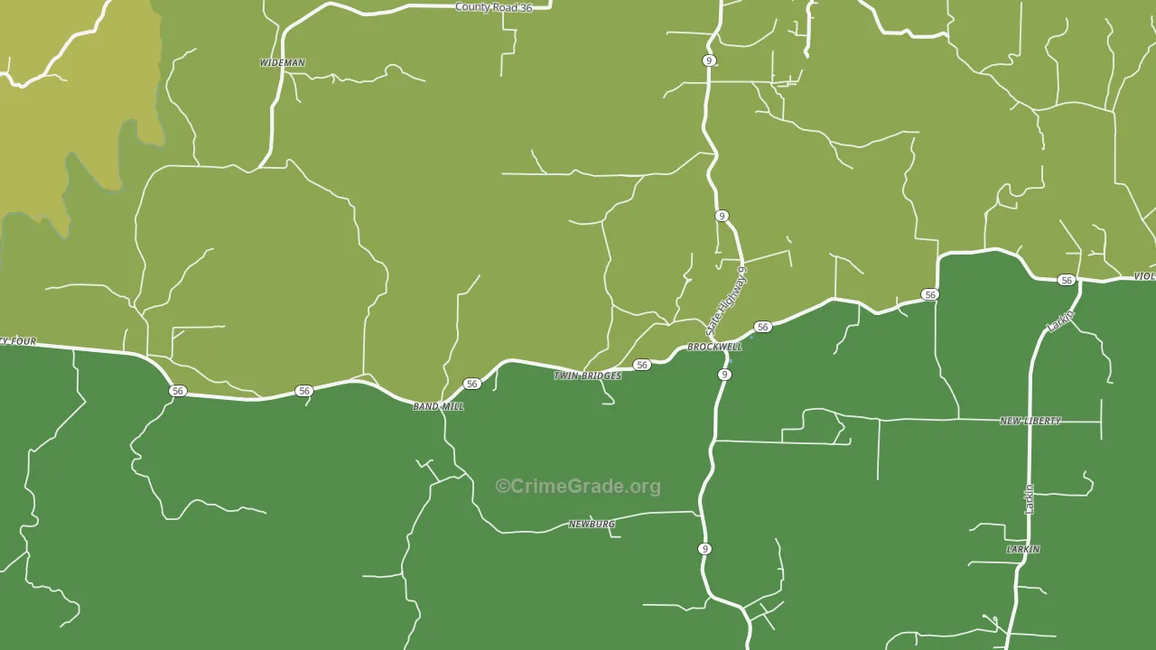 Brockwell, AR Map of Vehicle Theft Rates