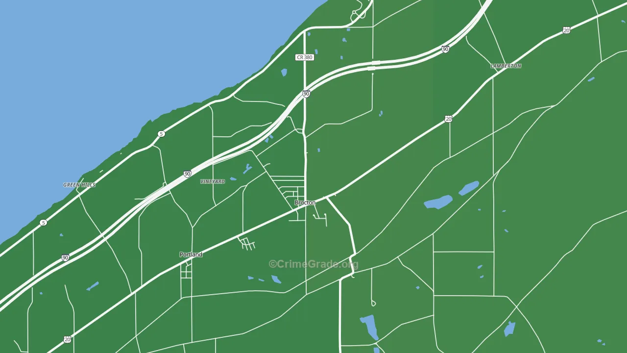 Brocton, NY Map of Vehicle Theft Rates