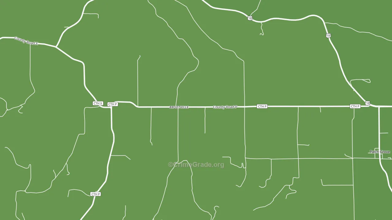 Brodtville, WI Map of Vehicle Theft Rates