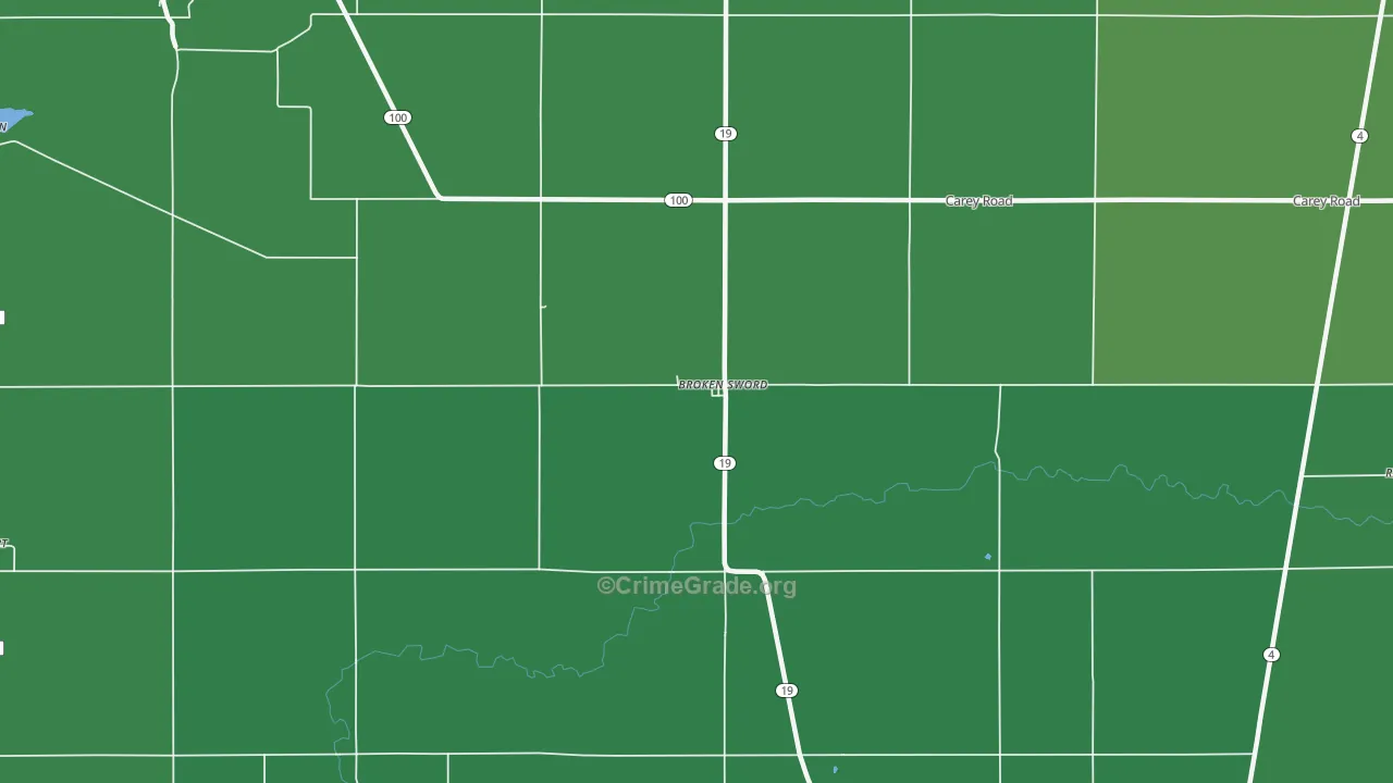 Brokensword, OH Map of Vehicle Theft Rates