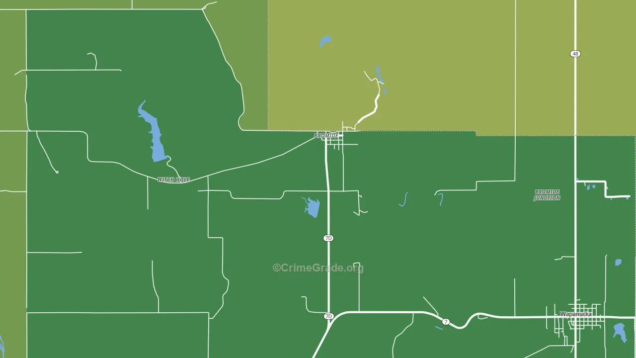 Bromide, OK Map of Vehicle Theft Rates