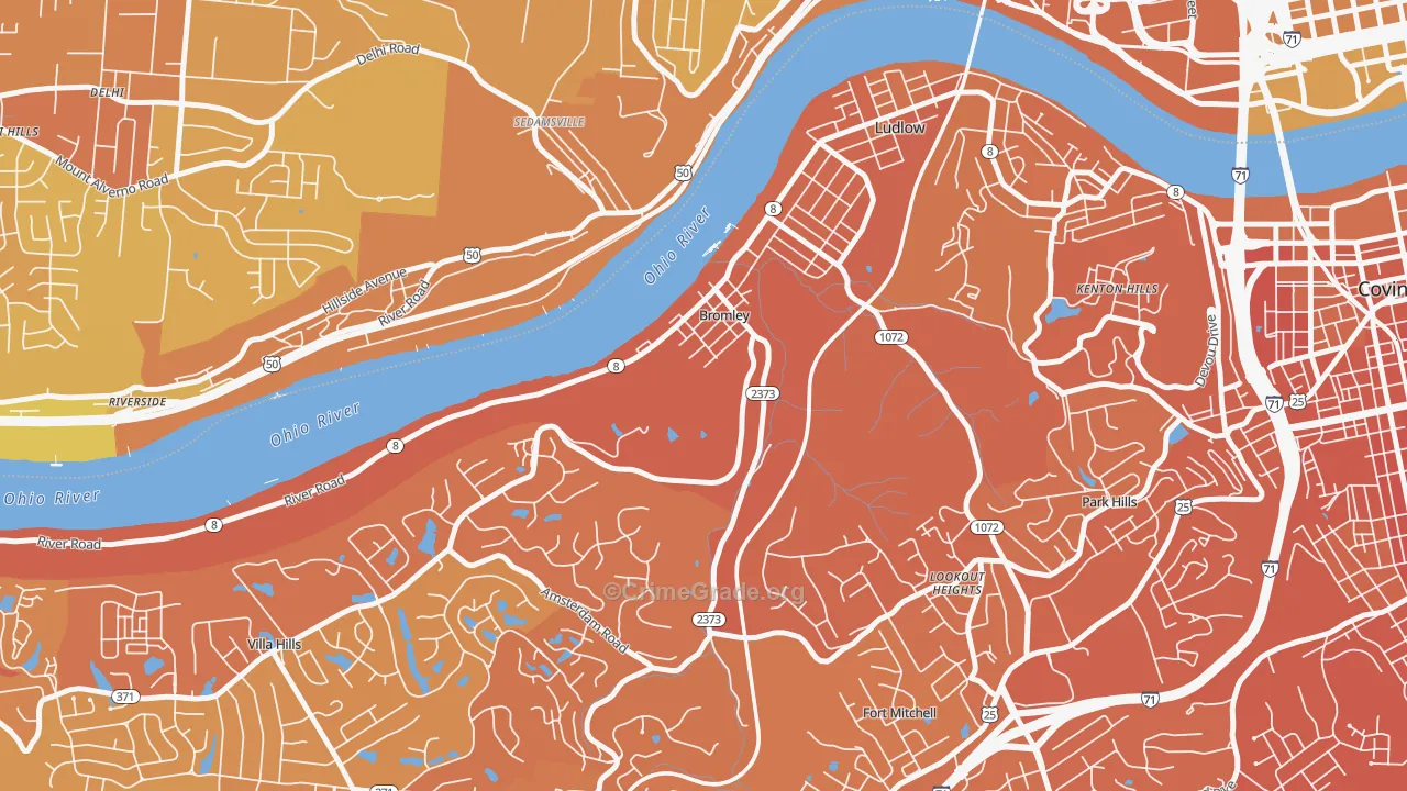 Bromley, KY Map of Vehicle Theft Rates