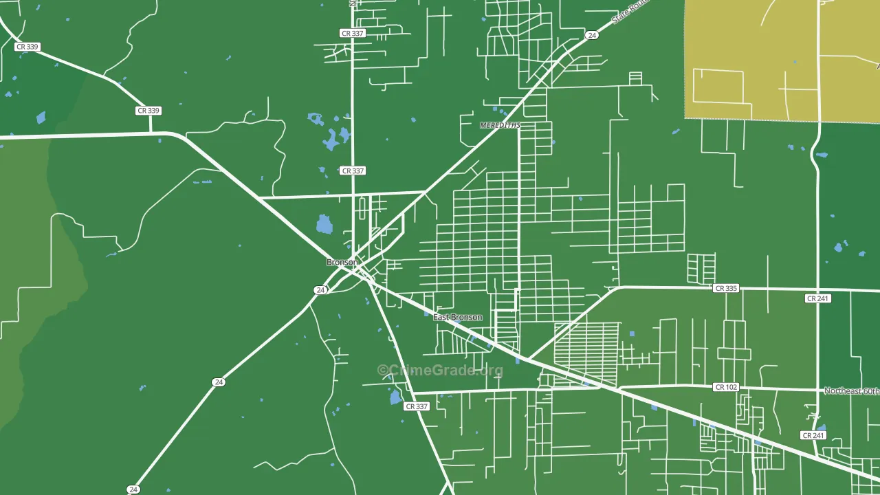 Bronson, FL Map of Vehicle Theft Rates