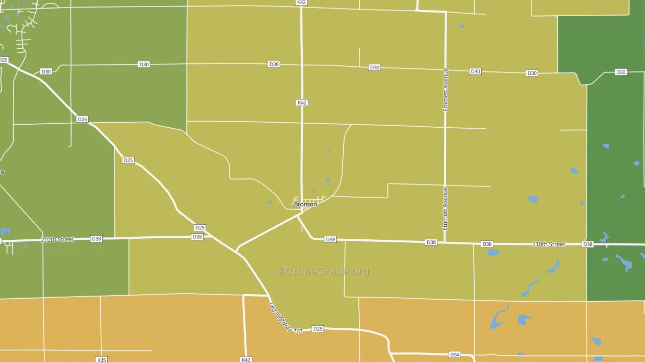 Bronson, IA Map of Vehicle Theft Rates