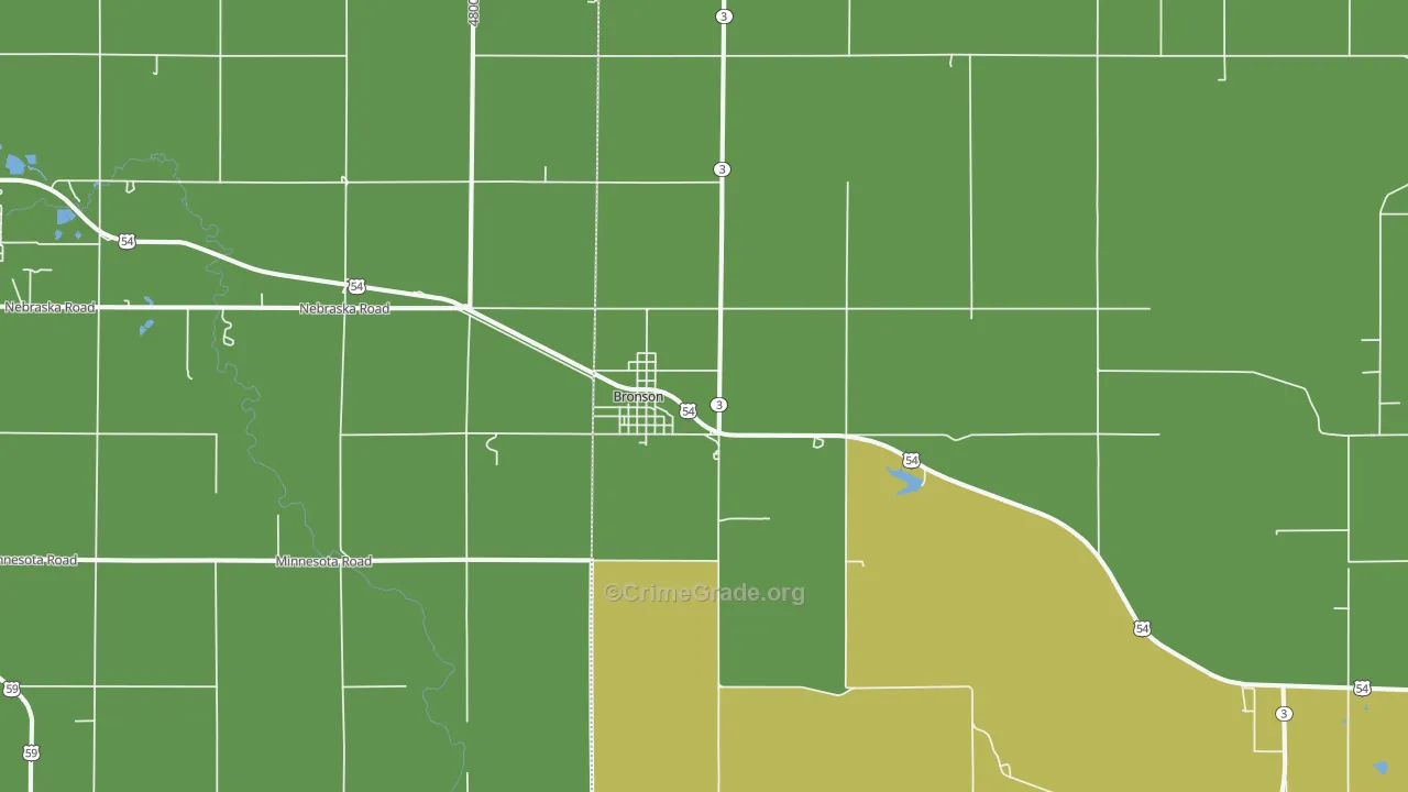 Bronson, KS Map of Vehicle Theft Rates