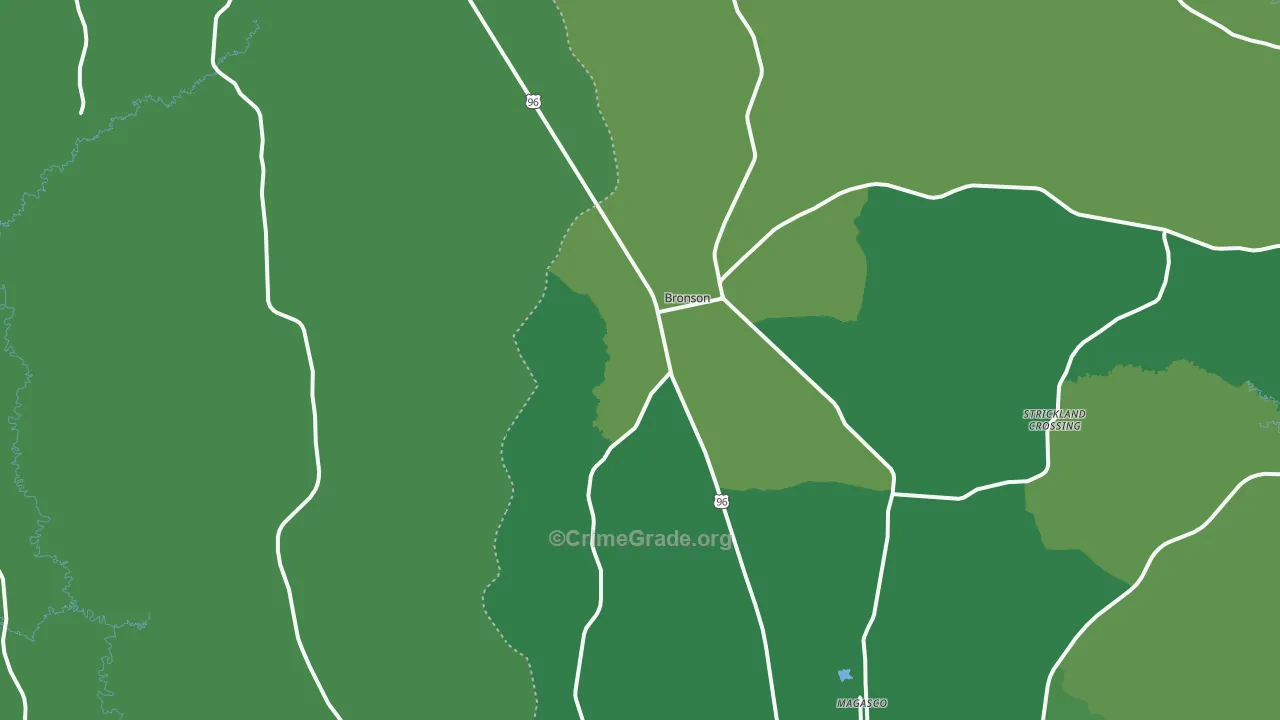 Bronson, TX Map of Vehicle Theft Rates