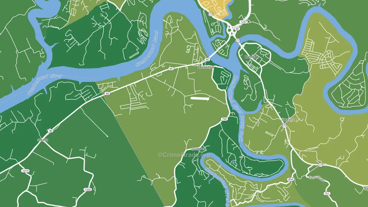 Bronston, KY Map of Vehicle Theft Rates