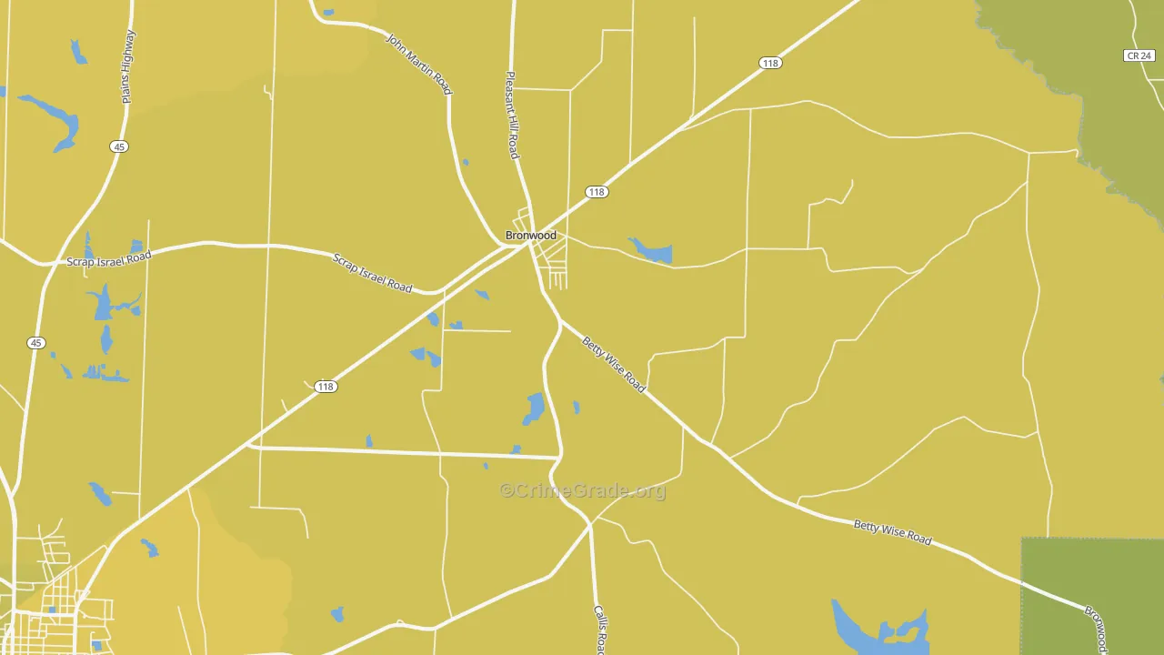 Bronwood, GA Map of Vehicle Theft Rates