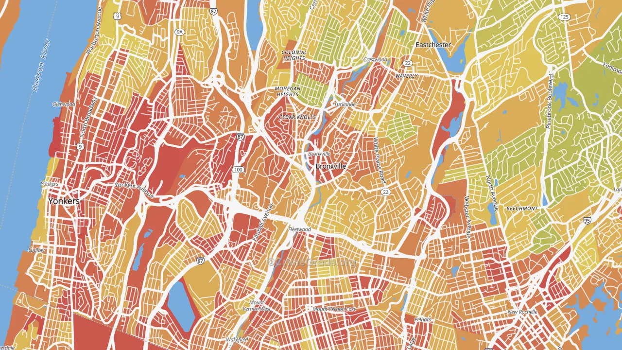 Bronxville, NY Map of Vehicle Theft Rates