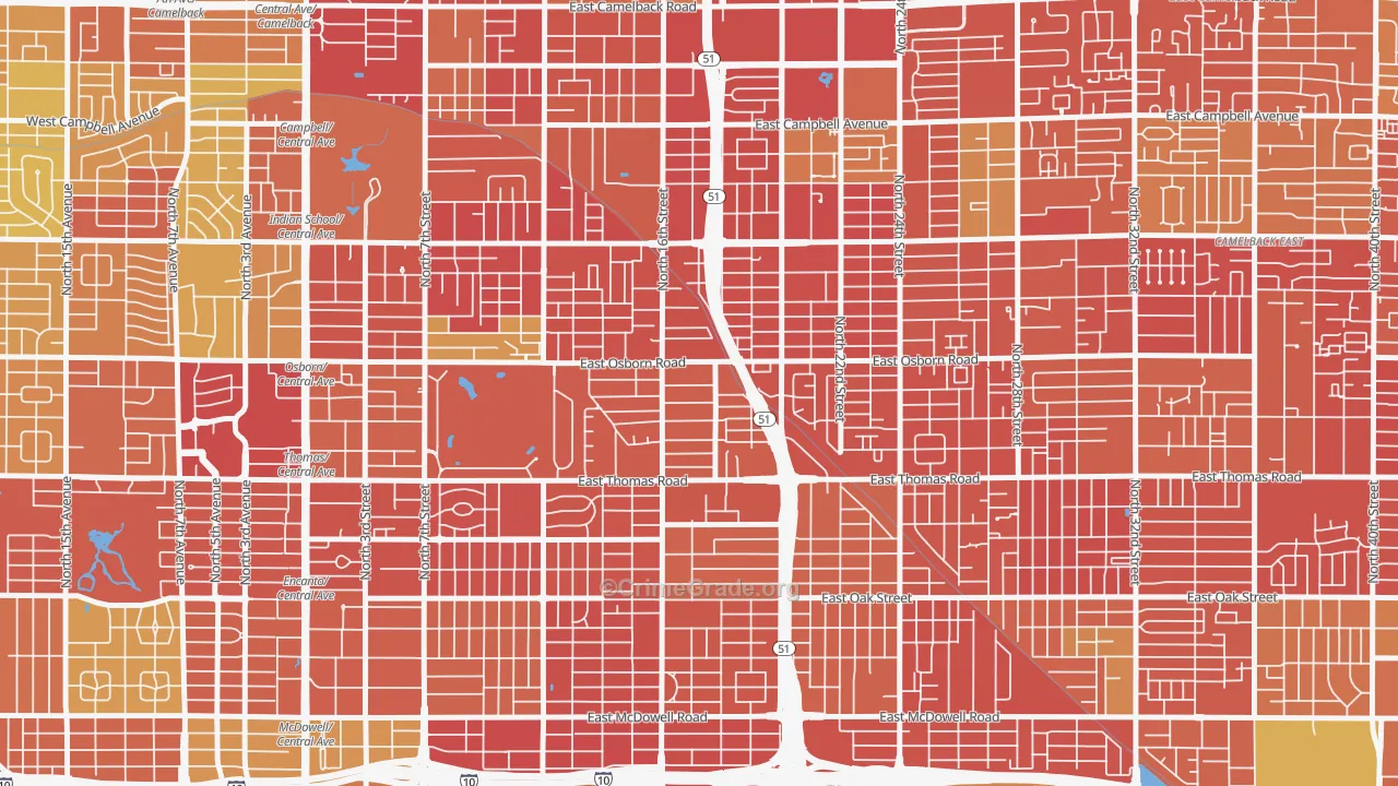 Bronze Boot, Phoenix, AZ Map of Vehicle Theft Rates