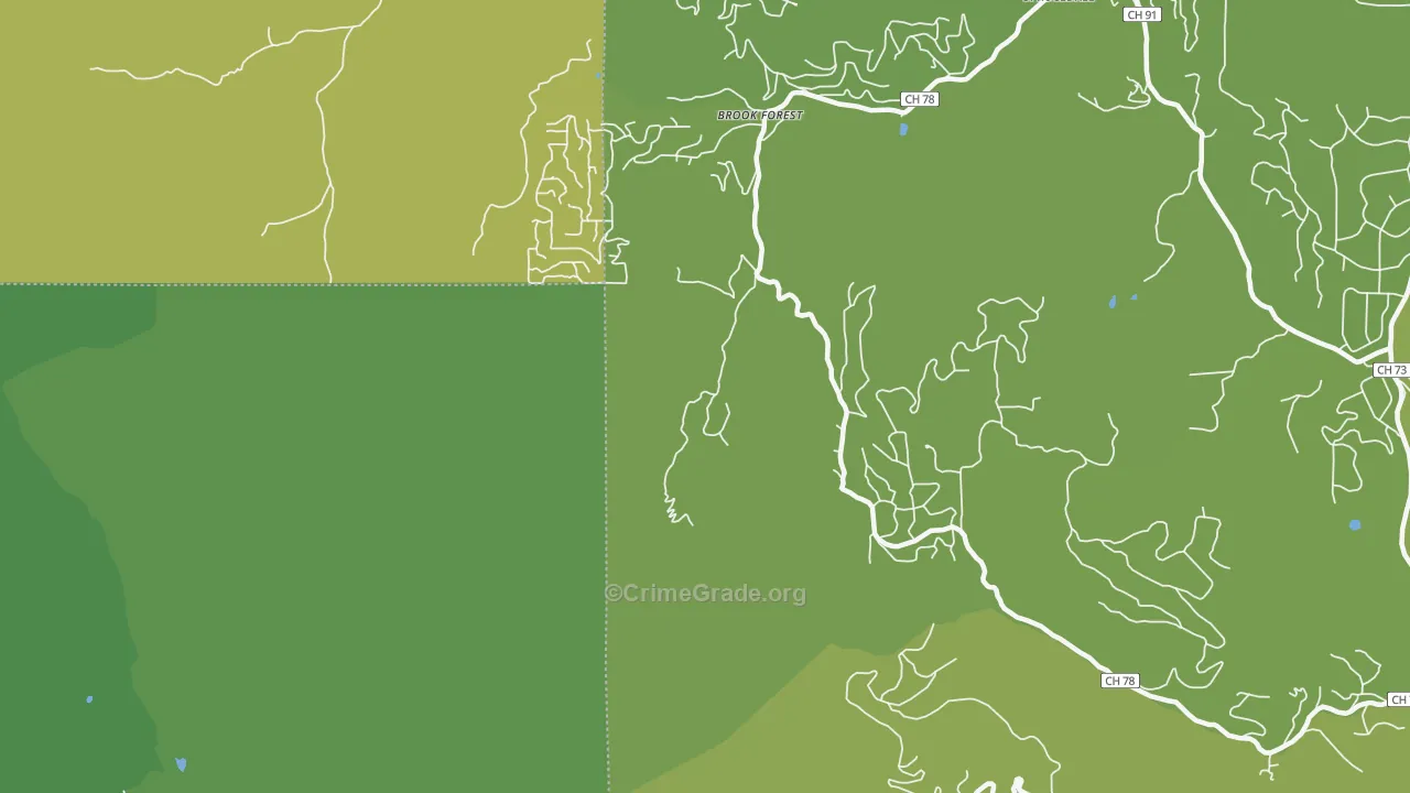 Brook Forest, CO Map of Vehicle Theft Rates