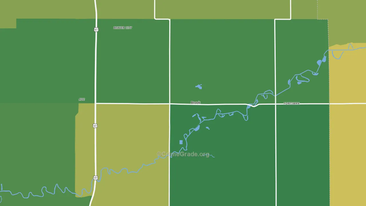Brook, IN Map of Vehicle Theft Rates