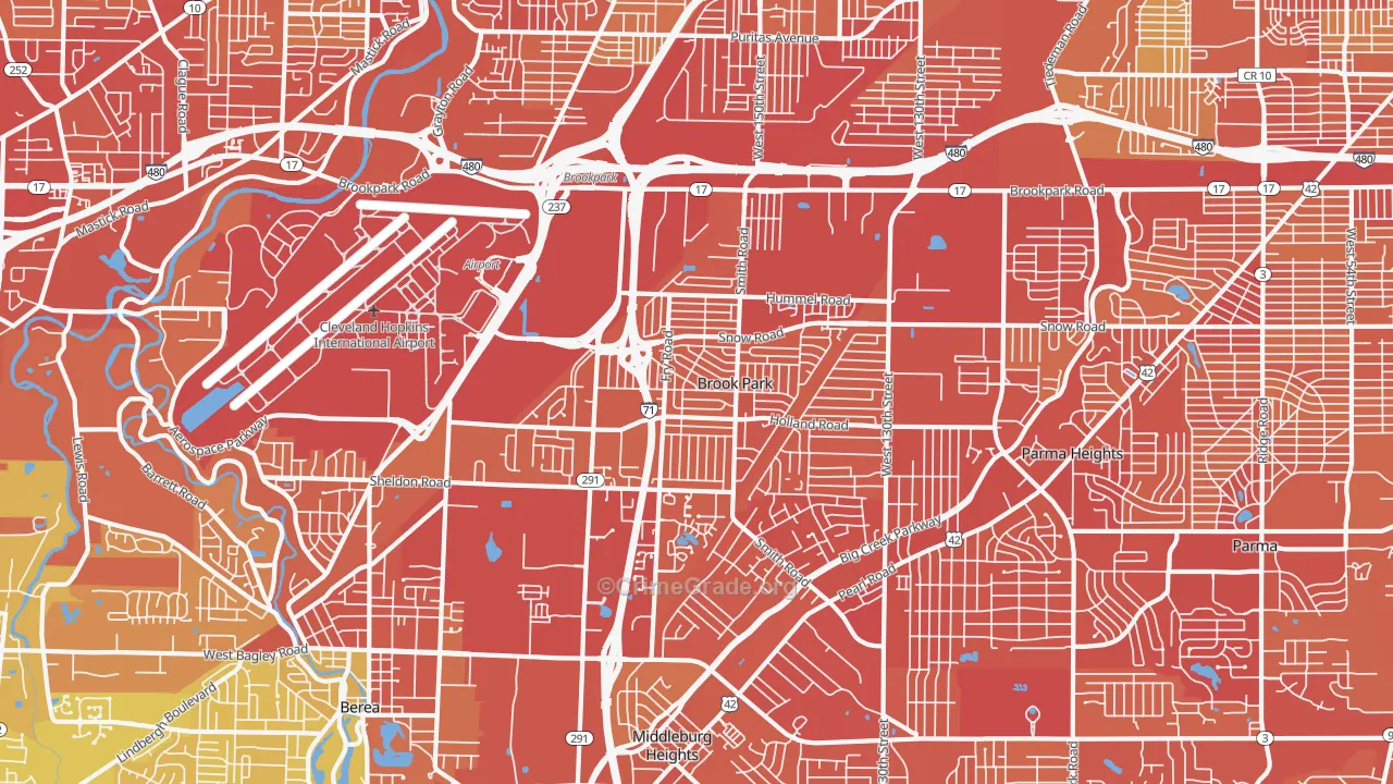 Brook Park, OH Map of Vehicle Theft Rates