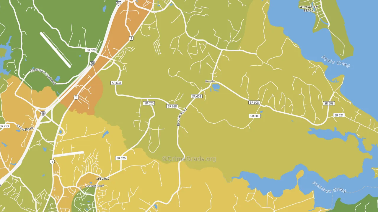Brooke, VA Map of Vehicle Theft Rates
