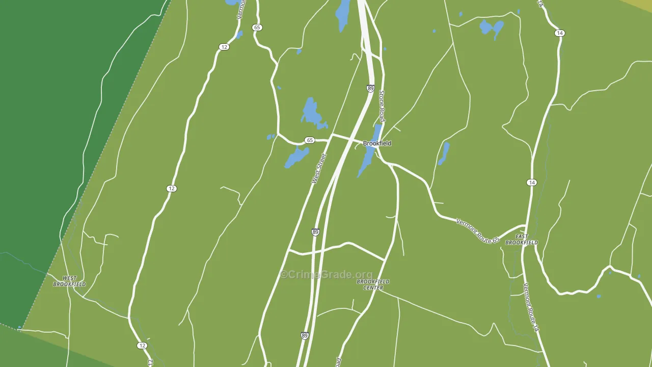 Brookfield Center, VT Map of Vehicle Theft Rates