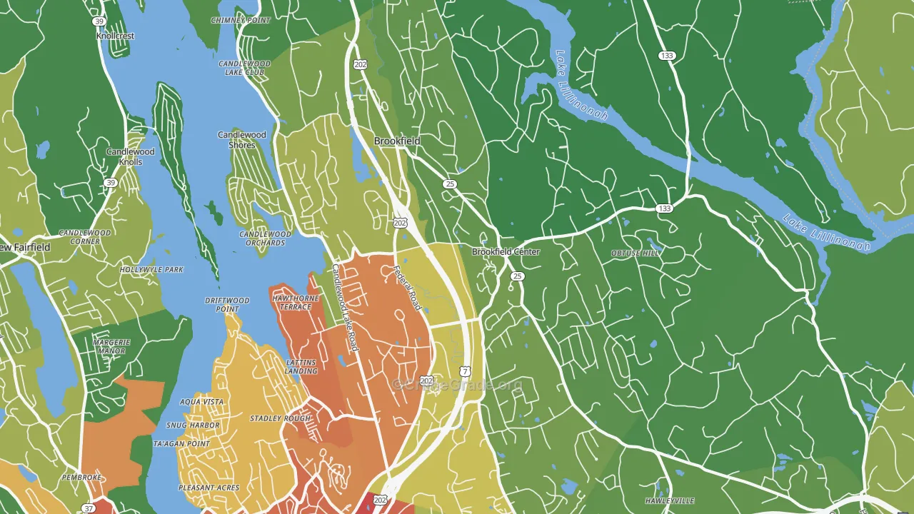 Brookfield, CT Map of Vehicle Theft Rates