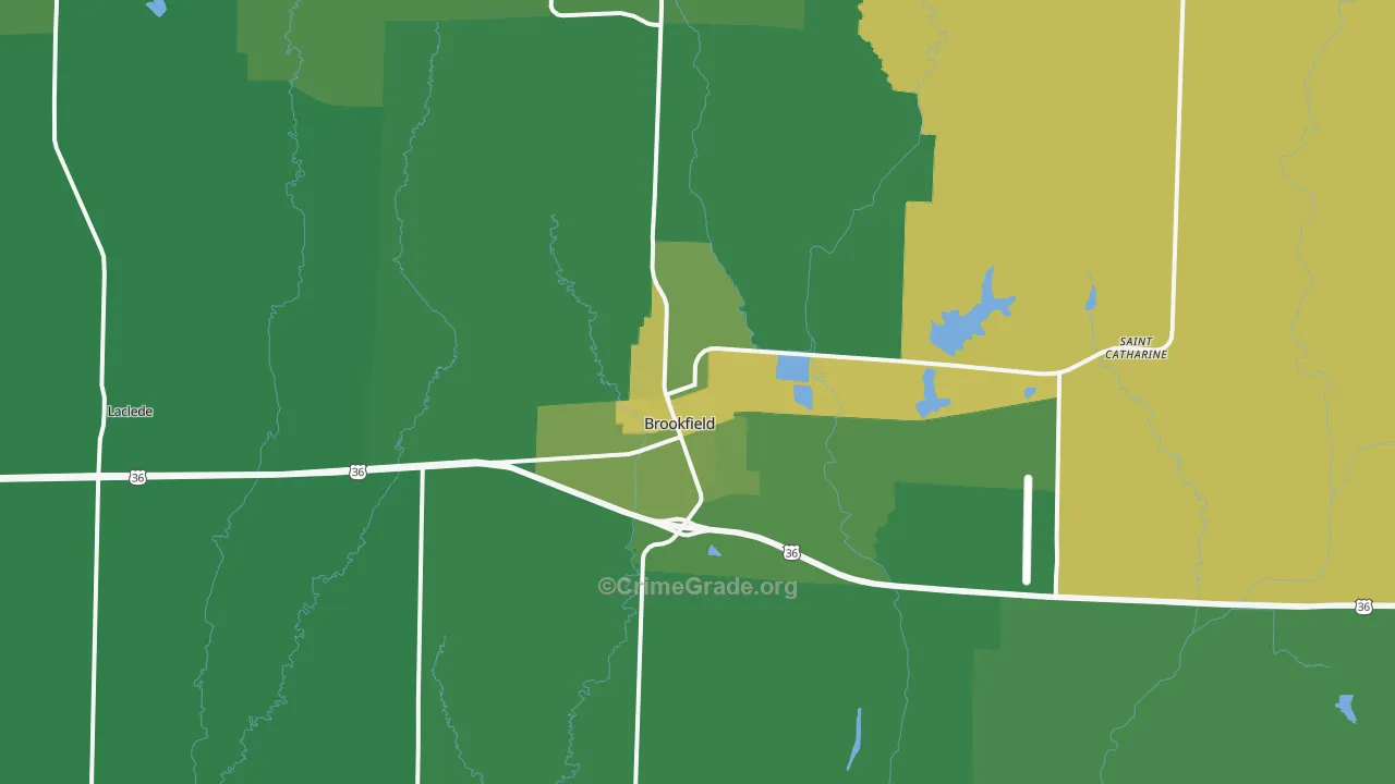 Brookfield, MO Map of Vehicle Theft Rates