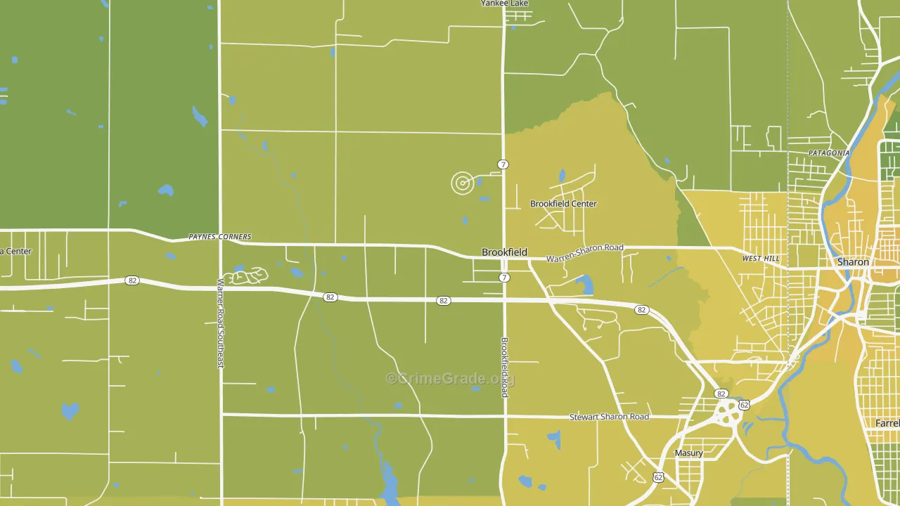 Brookfield, OH Map of Vehicle Theft Rates