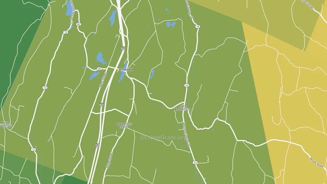 Brookfield, VT Map of Vehicle Theft Rates