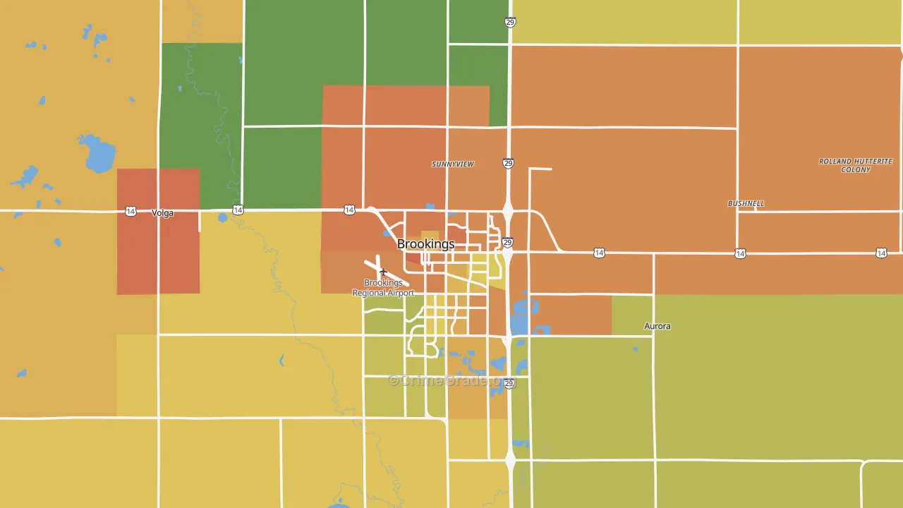 Brookings County, SD Map of Vehicle Theft Rates