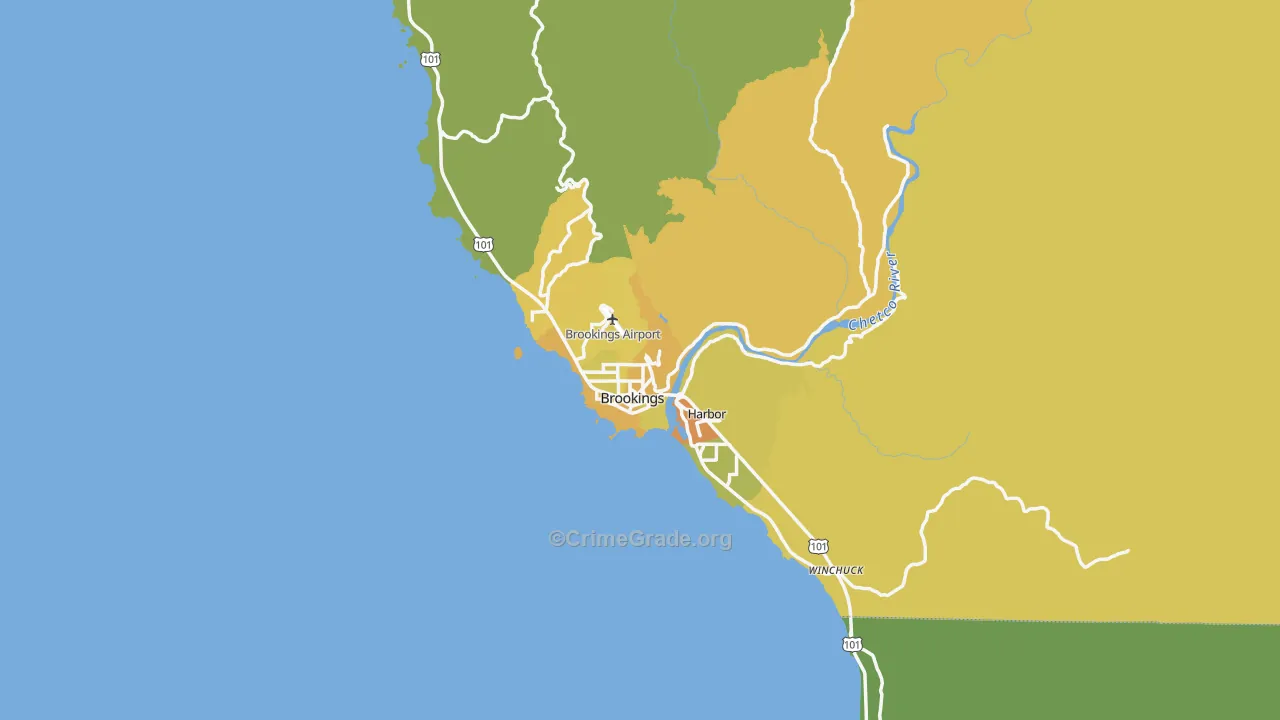 Brookings, OR Map of Vehicle Theft Rates