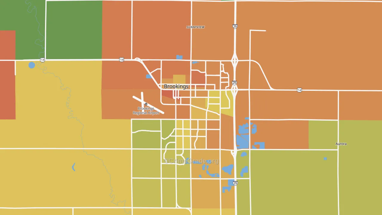 Brookings, SD Map of Vehicle Theft Rates