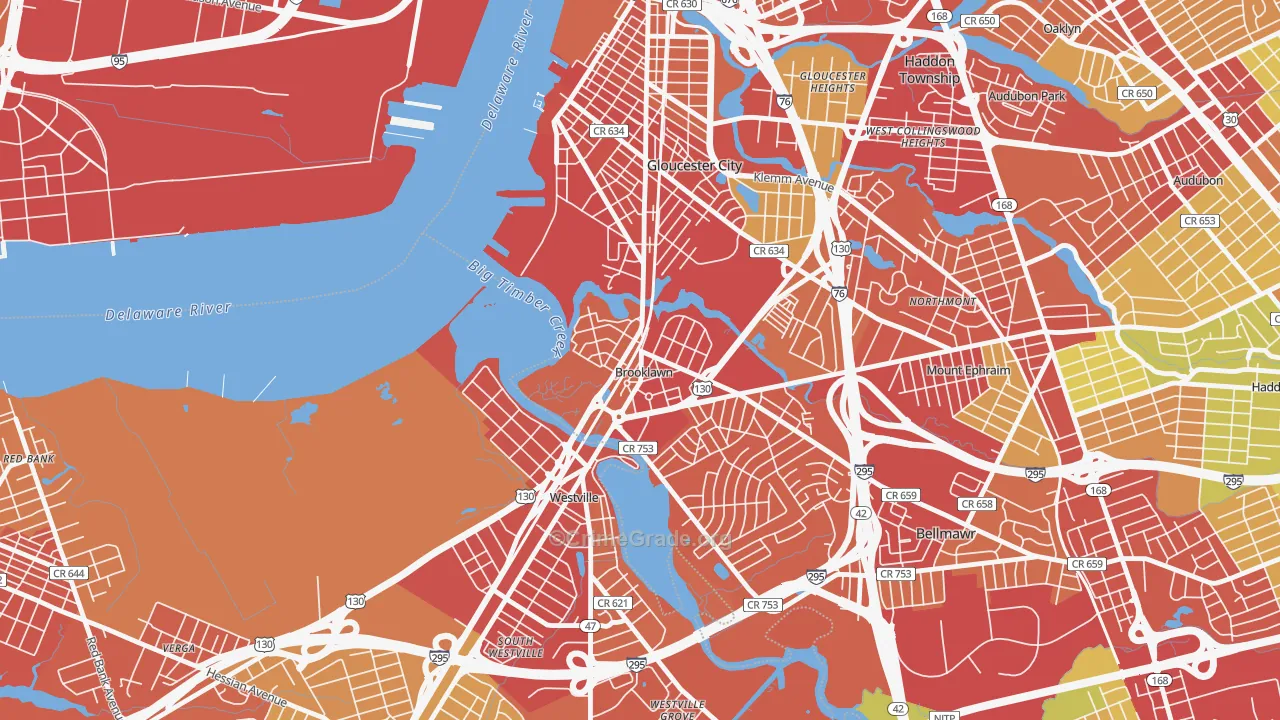 Brooklawn, NJ Map of Vehicle Theft Rates