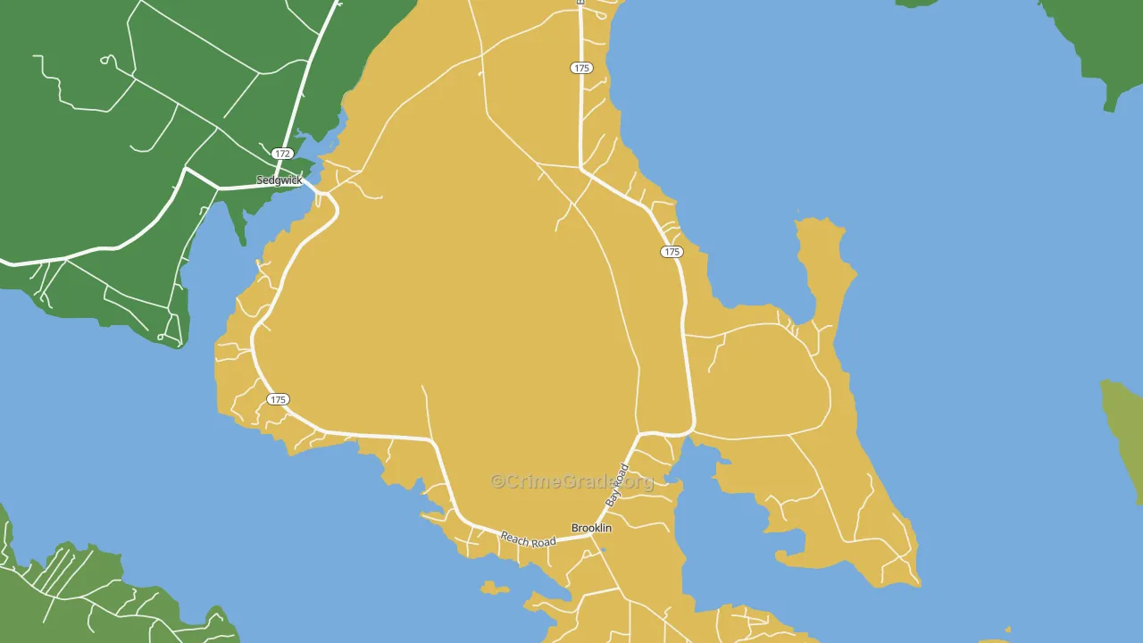 Brooklin, ME Map of Vehicle Theft Rates