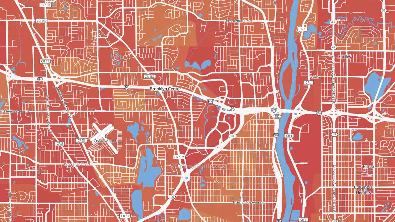 Brooklyn Center, MN Map of Vehicle Theft Rates