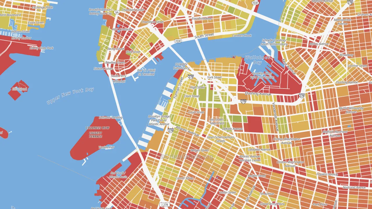 Brooklyn Heights, Brooklyn, NY Map of Vehicle Theft Rates